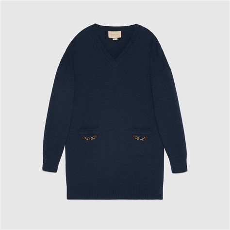 Maglione in cashmere con Morsetto in blu scuro 